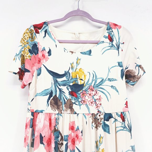 PinkBlush Maternity Floral Short Sleeve Maxi Dress - Picture 2 of 7